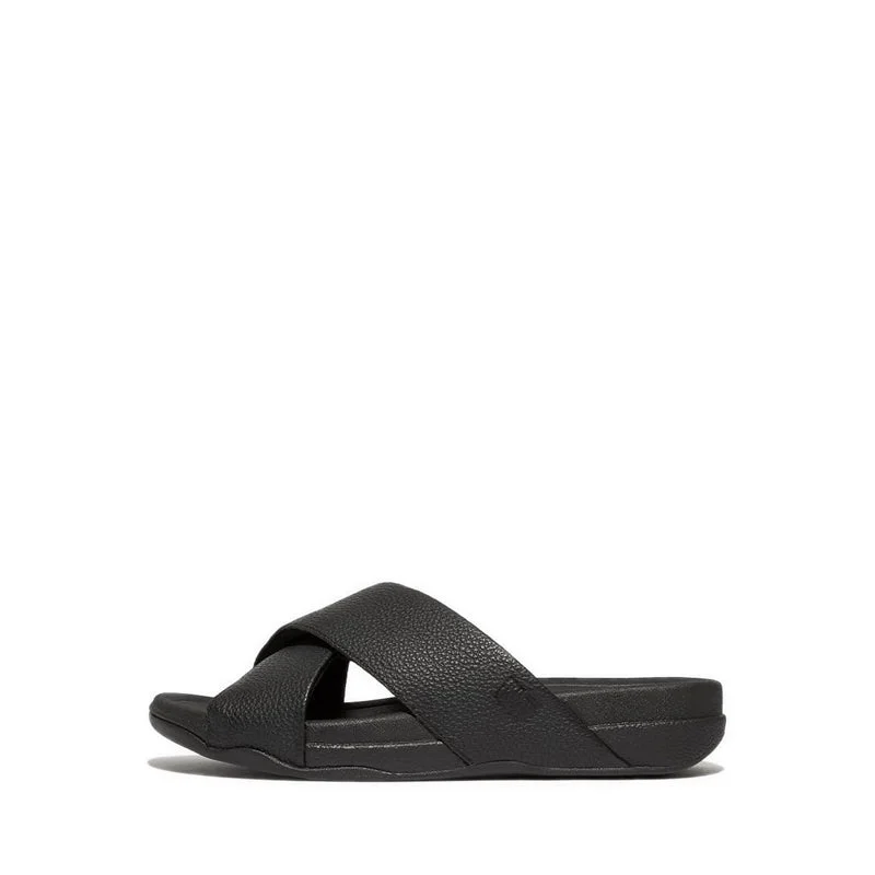 Men's sandals with a buckle closureMen's sandals with a buckle closureSURFER MENS TUMBLED-LEATHER CROSS SLIDES