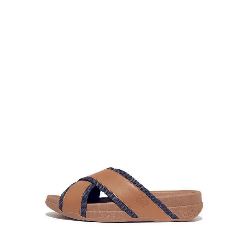 Men's sandals in a neutral color like black or brownMen's sandals in a neutral color like black or brownSurfer Men's Webbing/Leather Cross Slides