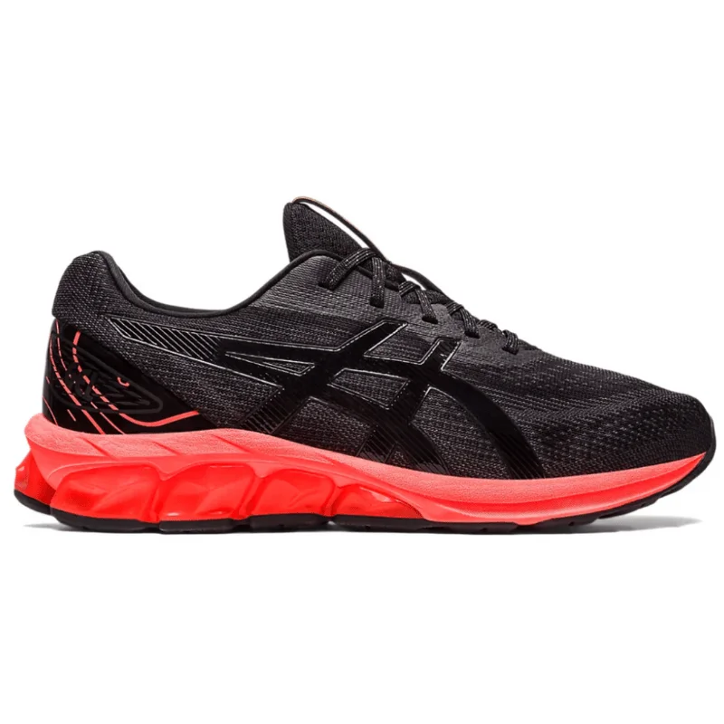 Men's casual sneakers with a woven upper for a unique textureMen’s Asics Gel-Quantum 180 7 VII ‘Black/Flash Coral’