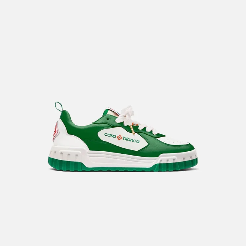 Men's soccer - inspired sneakers with a studded soleCasablanca Leather Tennis Court Sneaker - Green / White