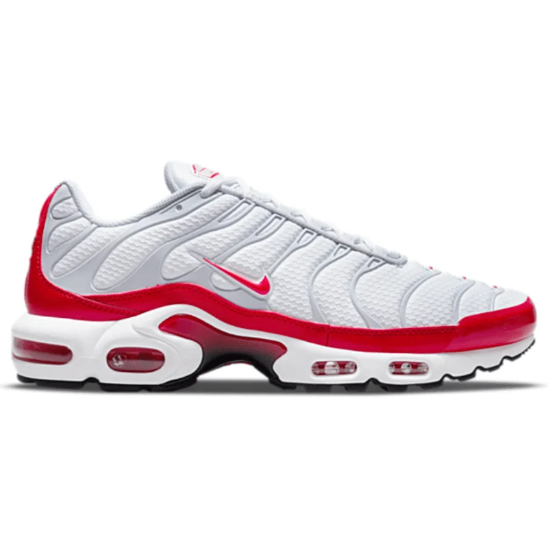 Men's high - top leather sneakers with a zip - up sideMen’s Nike Air Max Plus TN ‘White/University Red’ (Red Tributes)