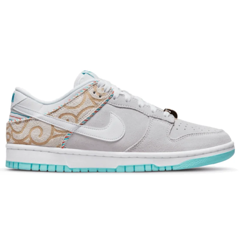 Men's neon - colored sneakers for a bold statementMen’s Nike Dunk Low Retro SE ‘Iris Whisper/White-Chile Red’ (Light Barbershop)