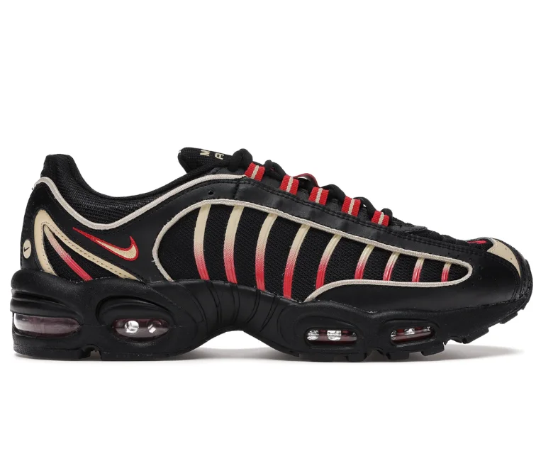 Men's high - performance basketball sneakers with air cushioningMen's Nike Air Max Tailwind IV (Black/Gold-Red)