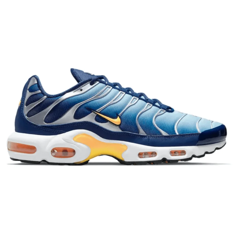 Men's skateboarding sneakers with a vulcanized soleMen’s Nike Air Max Plus TN ‘Blue Void/Laser Orange’