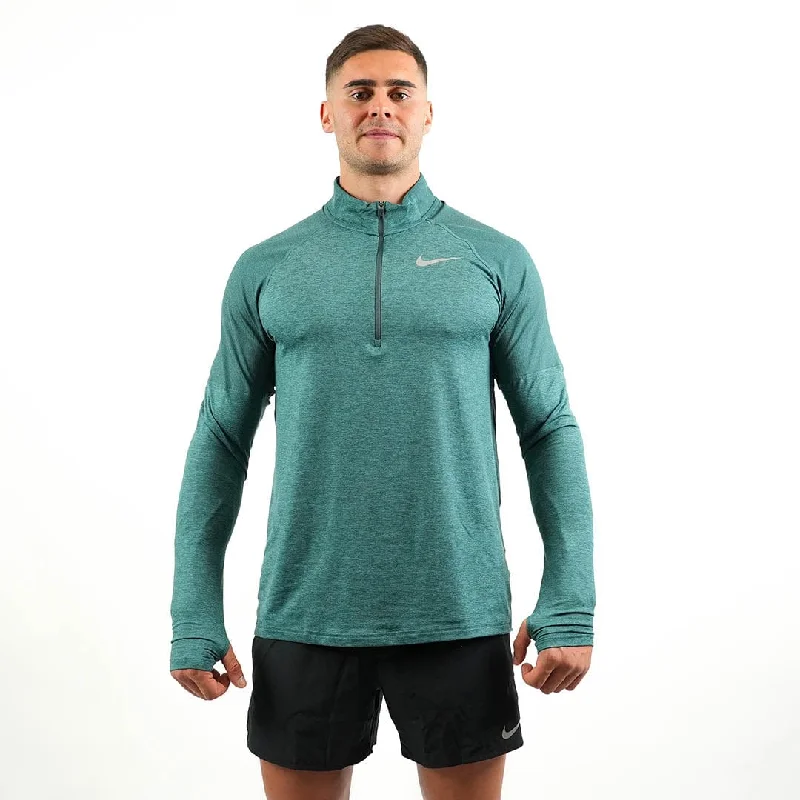 Men's leather - and - mesh combination sneakers for style and functionNike Dri Fit Element 1/2 Zip Long Sleeve Top (Dark Green)