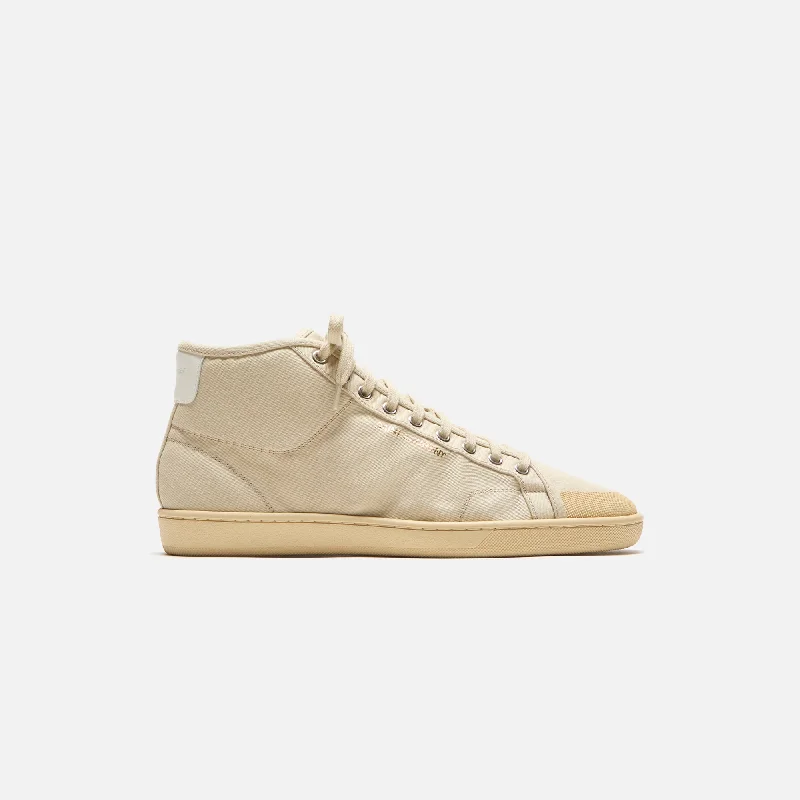 Men's casual sneakers with a woven upper for a unique textureSaint Laurent SL39 Mid Top Sneaker - Beige