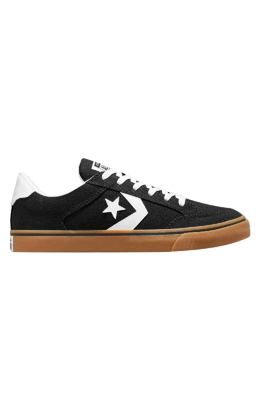 Men's casual leather sneakers with a distressed finishTobin Low Top Black White Gum