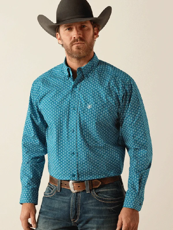 Vintage - style men's western boots with a square toe and spur ledgeAriat 10053923 Mens Petey Classic Fit Shirt Dark Teal