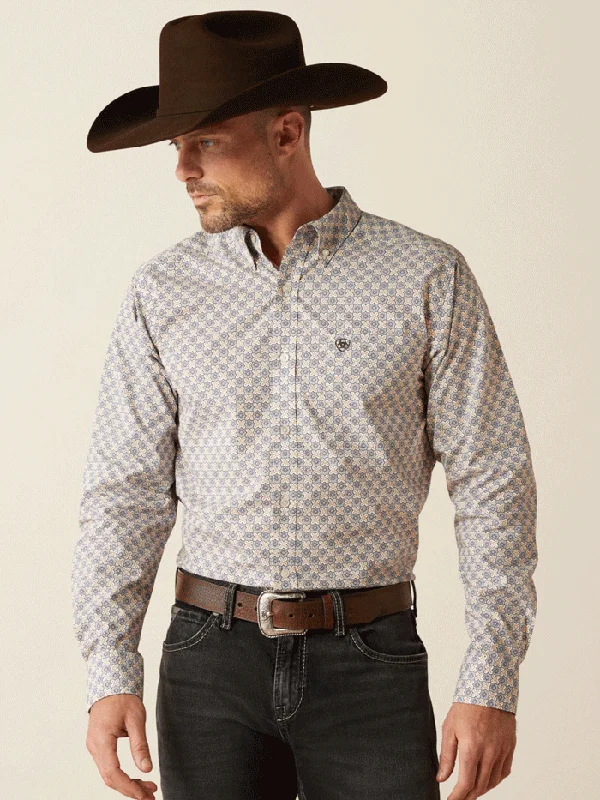 Western - style men's boots with intricate tooling and stitchingAriat 10054080 Mens Cario Fitted Shirt Grey