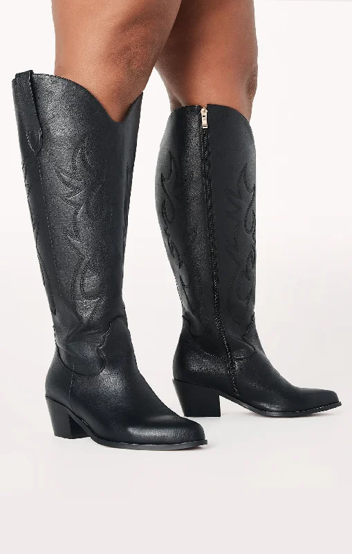 Men's western boots with a leather - wrapped heel and a smooth finishBillini Urson Extra Wide Calf Cowboy Boot ~ Black