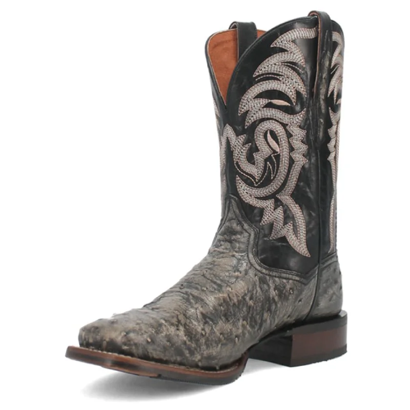 Men's western boots with a traditional western boot silhouette and a polished shineDan Post Men's Black Dillinger Ostrich Boots