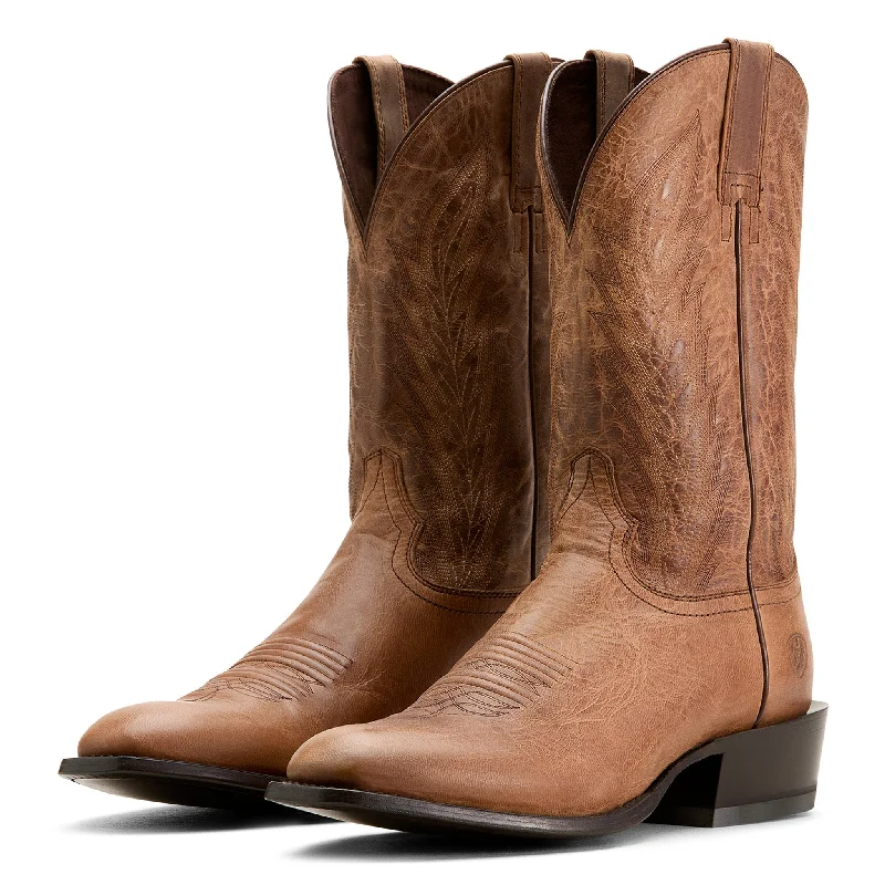 Western - style men's boots with intricate tooling and stitchingAriat Men's Bone Willie Narrow Square Toe