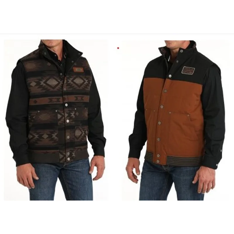 Men's western boots with a leather - wrapped heel and a smooth finishCinch Men's Brown Reversible Vest