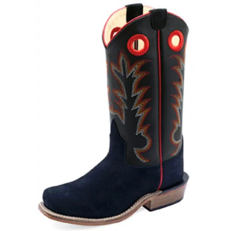 Men's western boots with a suede shaft and a leather soleOld West Black Suede Youth Boot