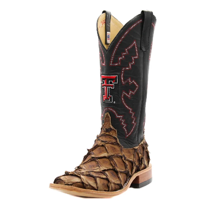 Men's western boots with a suede shaft and a leather soleAnderson Bean Texas Tech Exclusive Cigar Matte Big Bass Men's Boot