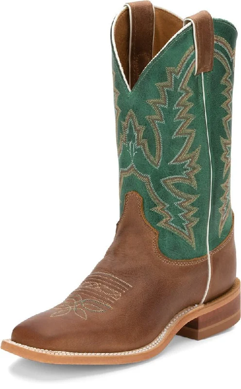 Men's western boots with a leather sole and a heel guardJustin Burnished Tan Bent Rail Ladies' Boot