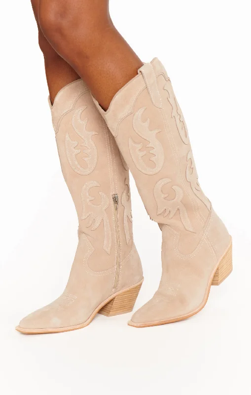 Men's western boots with a silver - toned hardware and accentsDolce Vita Samsin Cowboy Boot ~ Taupe