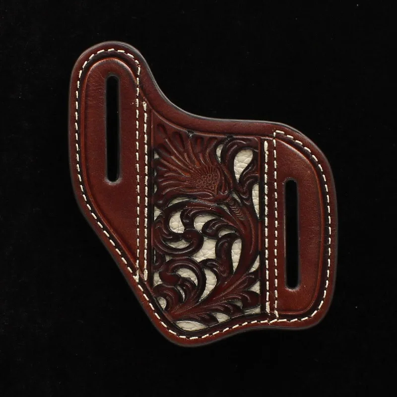 Men's western boots with a tooled leather design on the shaftNocona Angled Floral Knife Sheath