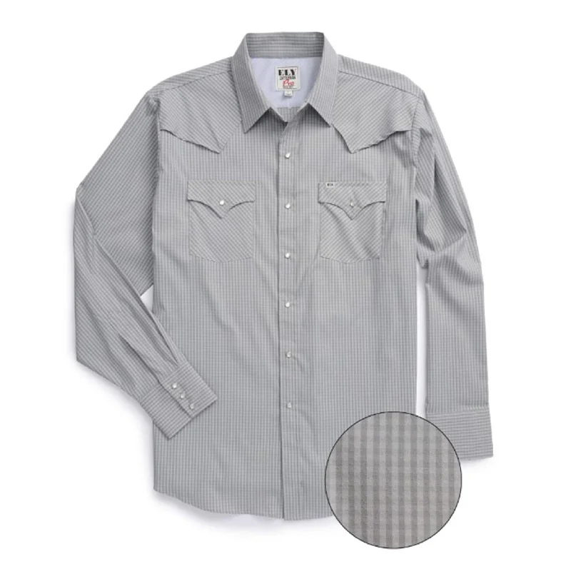 Men's western boots with a silver - toned hardware and accentsEly Walker Men's Lite Grey & Grey Checked Tech Shirt