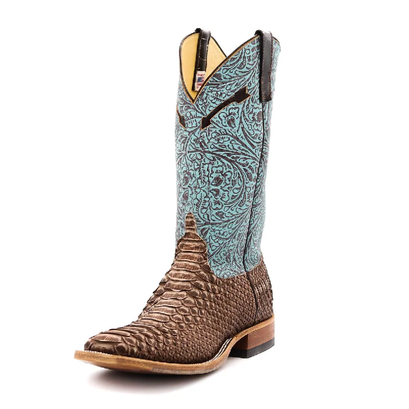 Men's western boots with a high - quality leather upper and a suede liningAnderson Bean Exclusive Brown Vintage Python Men's Boot