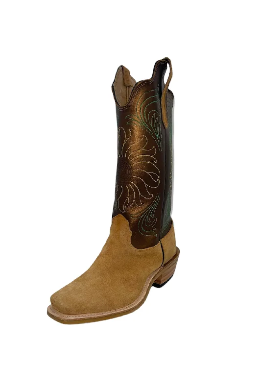 Men's western boots with a concho - studded strap and a pointed toeFenoglio Exclusive Bronze Roughout Men's Boot