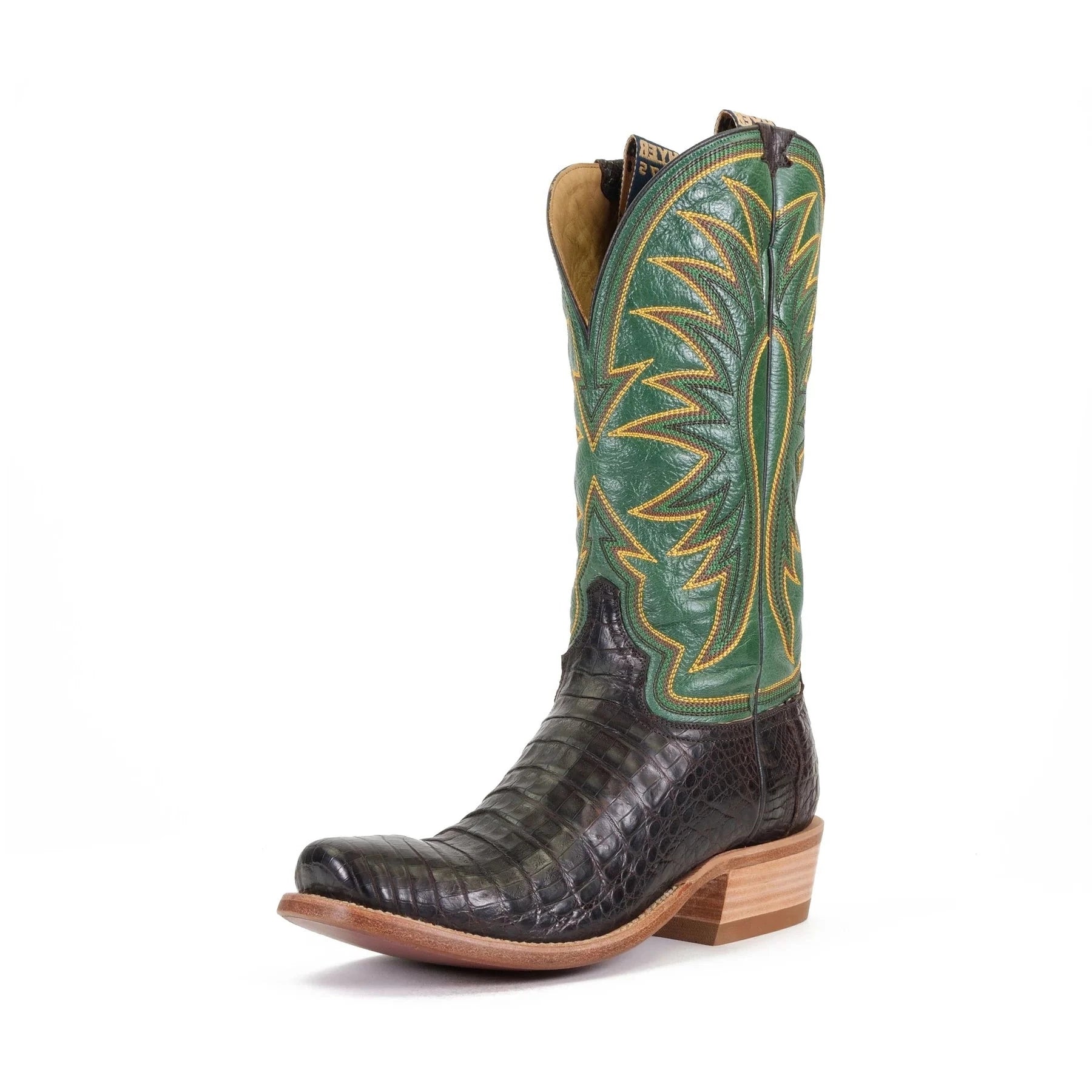 Vintage - style men's western boots with a square toe and spur ledgeHyer Men's Spearville Caiman Belly Boot