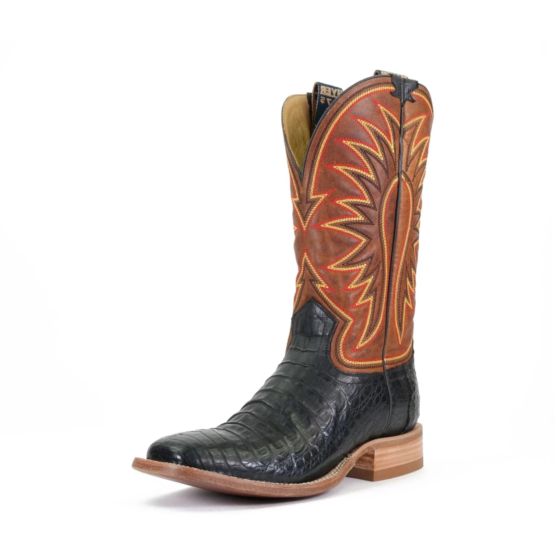 Men's western boots with a distressed leather finish for a rugged lookHyer Men's Big Bow Caiman Belly Boot