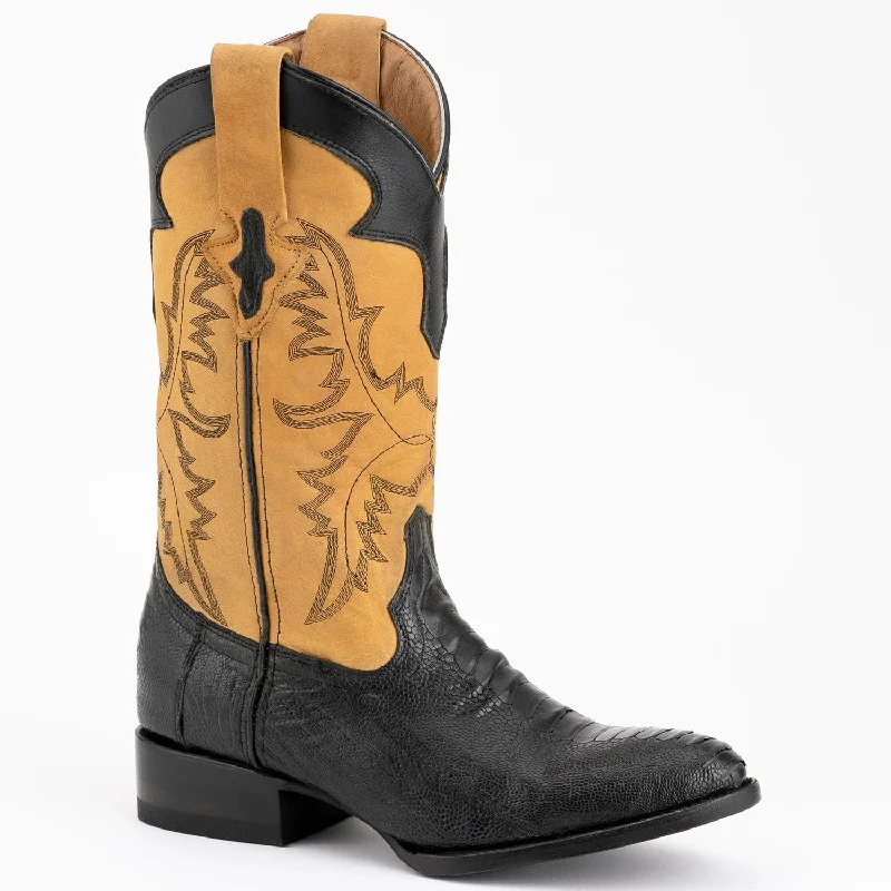 Men's western boots with a decorative concho belt and buckleMen's Ferrini Nash Ostrich Leg Round Toe Boots 1141104