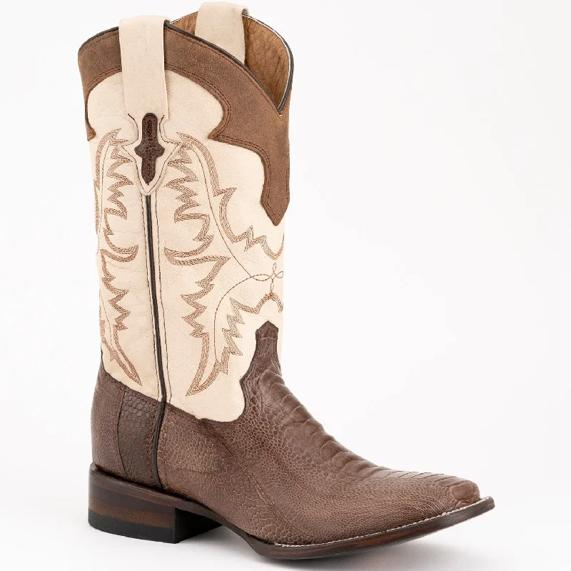 Men's genuine leather western boots with a snake - skin inlayMen's Ferrini Nash Ostrich Leg Square Toe Boots 1149310