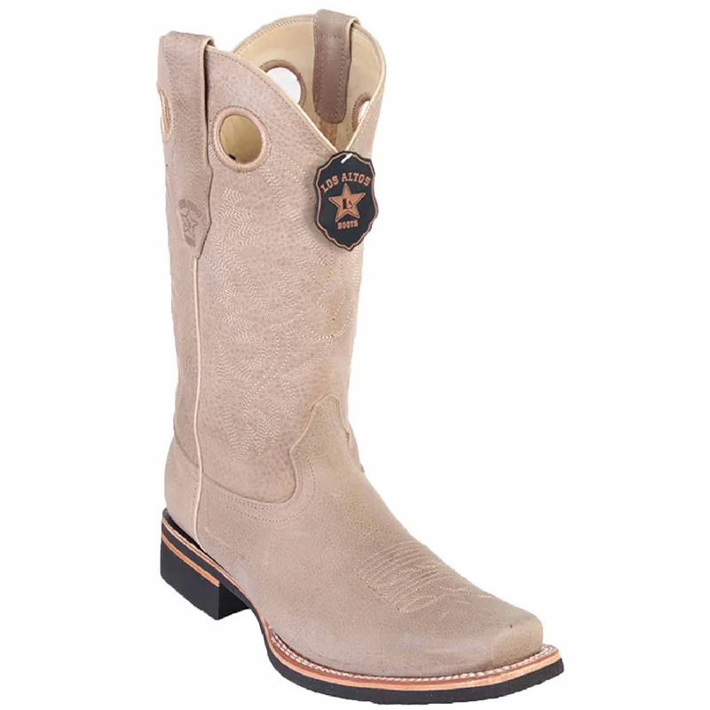 Men's western boots with a leather - wrapped heel and a smooth finishMen's Los Altos Genuine Leather Rodeo Square Toe Boots 813E2709