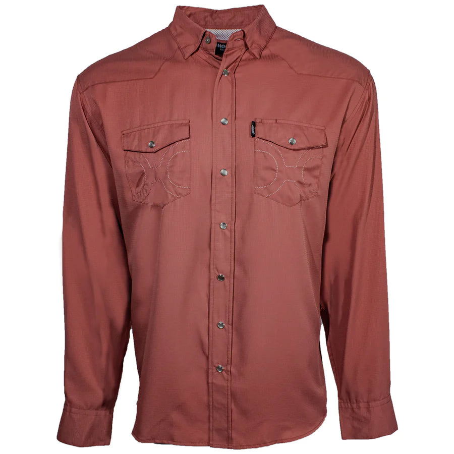 Men's genuine leather western boots with a snake - skin inlayHooey Men's Marsala Pearl Snap Shirt