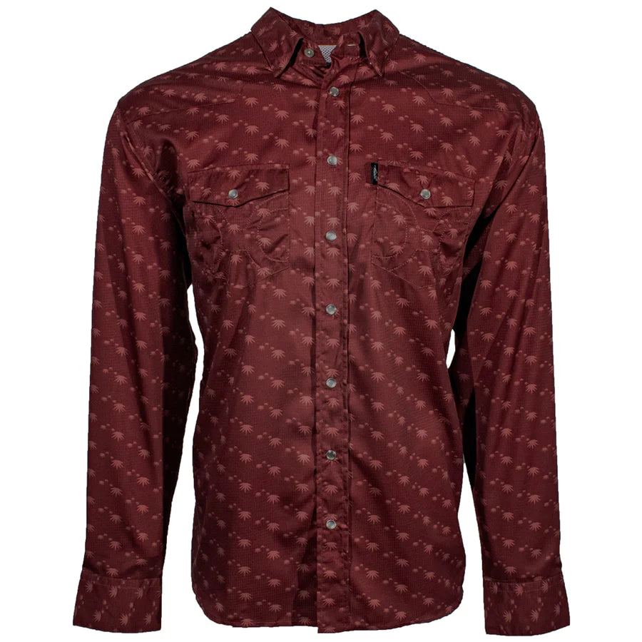 Men's western boots with a leather sole and a heel guardHooey Men's Red Agave Pearl Snap Shirt