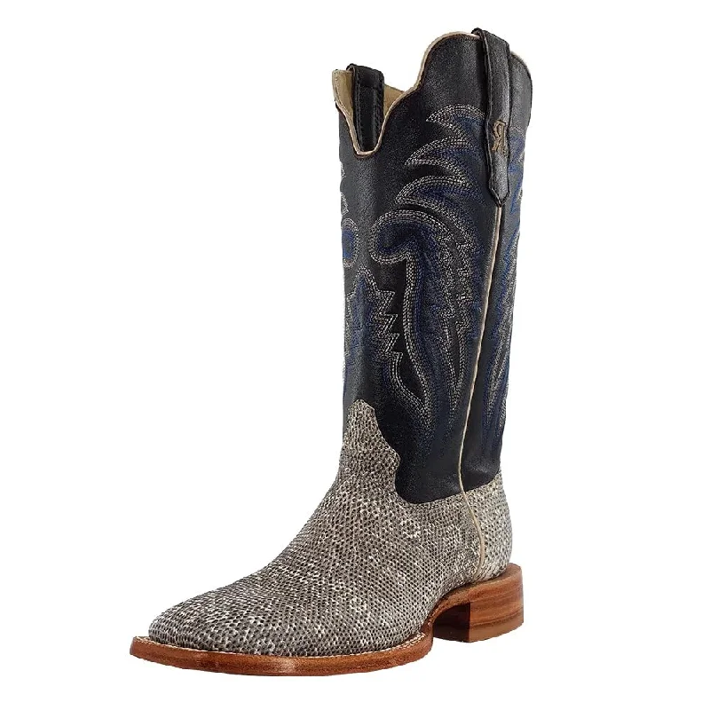 Men's genuine leather western boots with a snake - skin inlayR. Watson Ring Tail Lizard Men's Boot