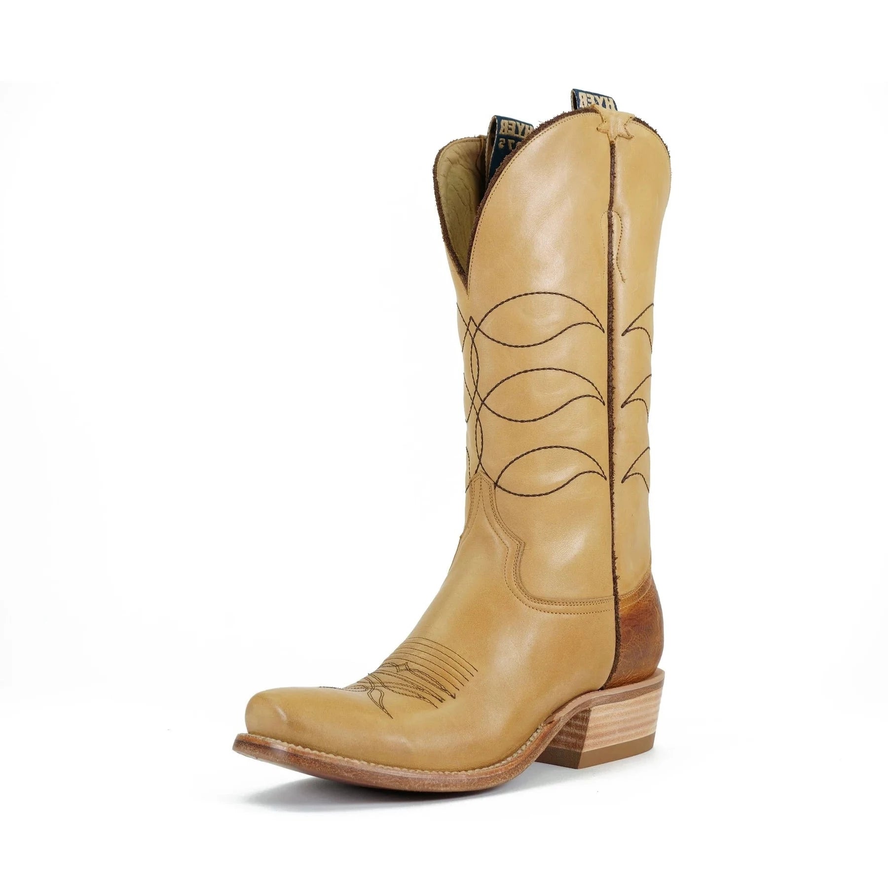 Men's genuine leather western boots with a snake - skin inlayHyer Men's Maize Sunrise Retan Boot