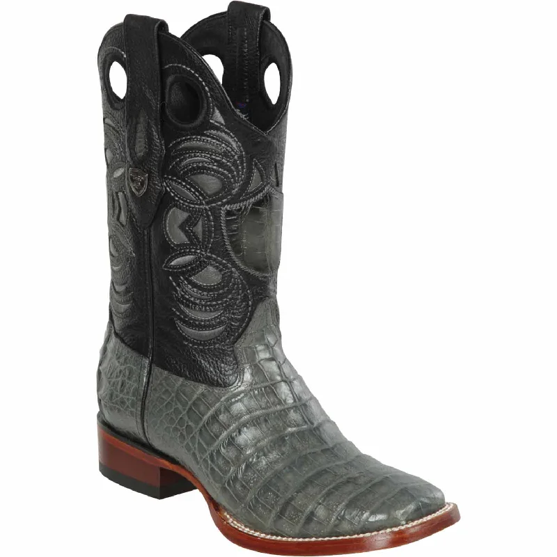 Men's western boots with a suede shaft and a leather soleMen's Wild West Caiman Belly Ranch Toe Boot 28248209