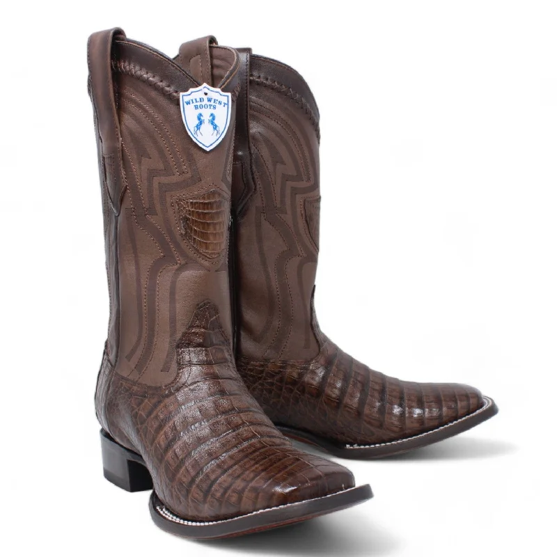 Men's western boots with a scalloped edge and a pull - on strapMen's Wild West Caiman Belly Ranch Toe Boot 2824L8207