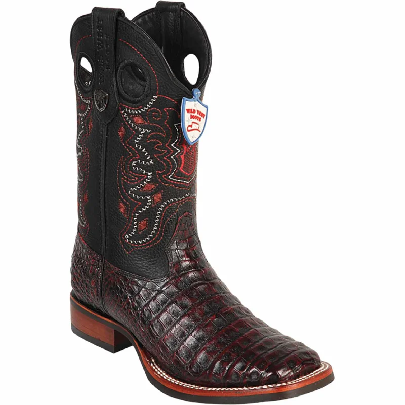 Men's western boots with a traditional western boot silhouette and a polished shineMen's Wild West Caiman Belly Ranch Toe Boot 28258218