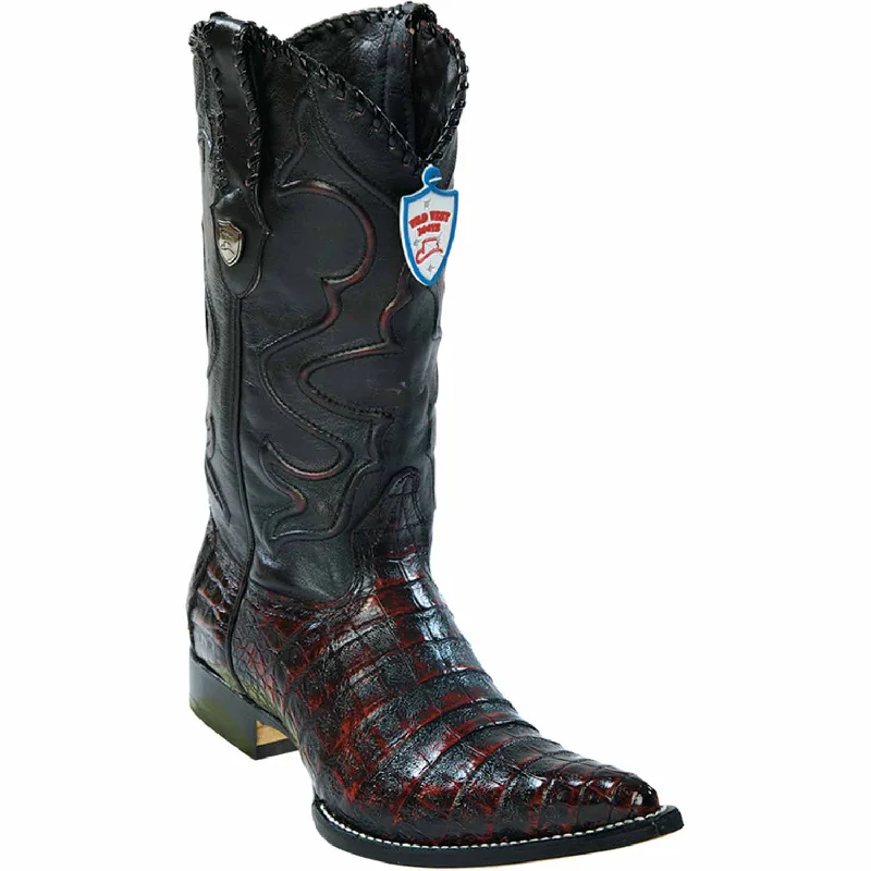 Men's western boots with a decorative concho belt and buckleMen's Wild West Caiman Belly Skin 3X Toe Boot 2958218