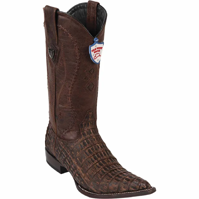 Men's western boots with a high - heeled design and a pointed toeMen's Wild West Caiman Belly Skin 3X Toe Boot 2958235