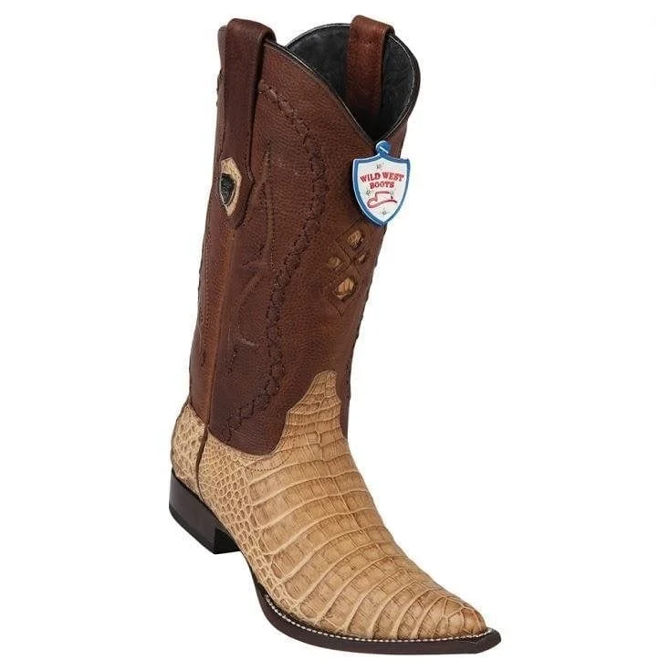 Men's western boots with a concho - studded strap and a pointed toeMen's Wild West Caiman Belly Skin 3X Toe Boot 2958251