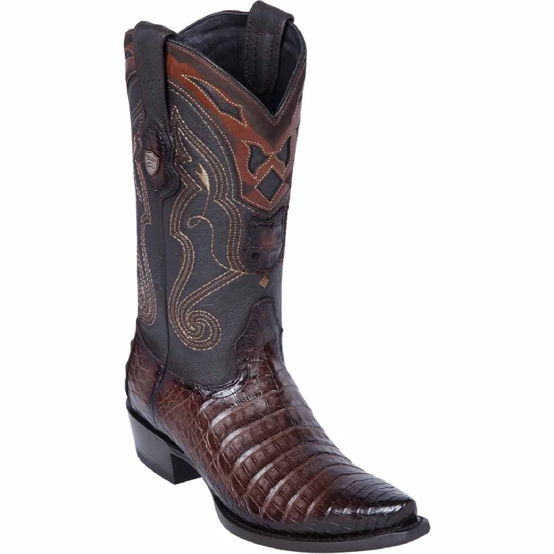 Vintage - style men's western boots with a square toe and spur ledgeMen's Wild West Caiman Belly Skin Snip Toe Boot 2948216