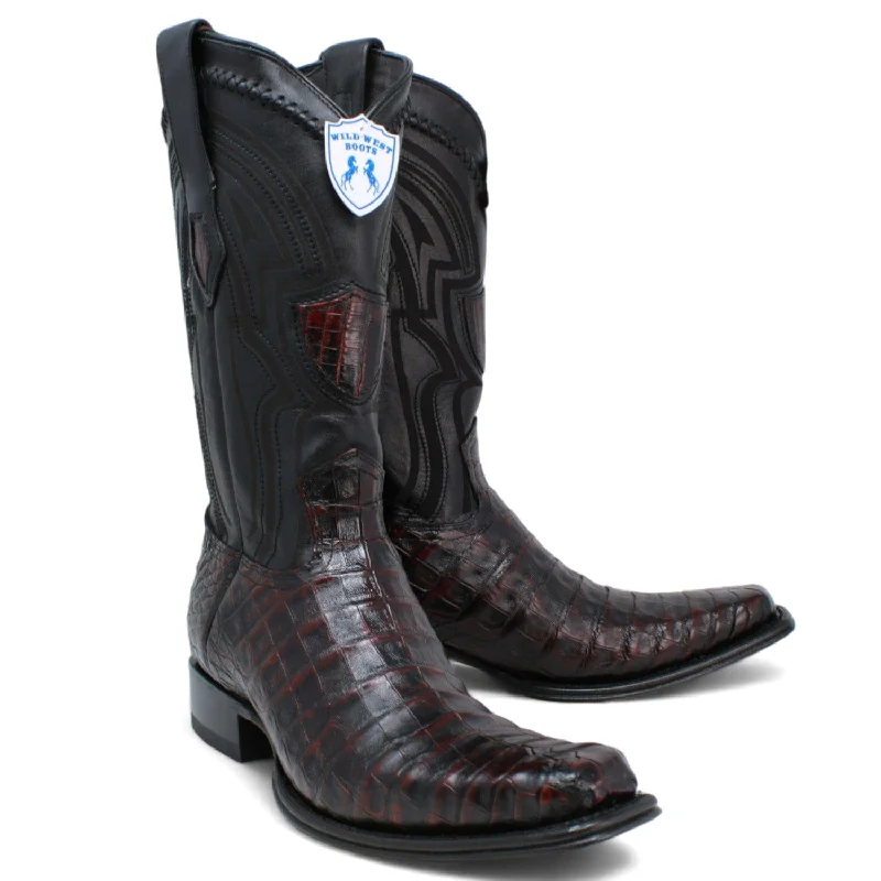 Men's western boots with a traditional western boot silhouette and a polished shineMen's Wild West Caiman Belly Square Toe Boot 277L8218