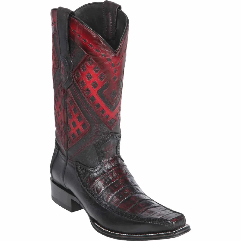 Men's western boots with a high - heeled design and a pointed toeMen's Wild West Caiman Belly with Deer Square Toe Boot 276F8218