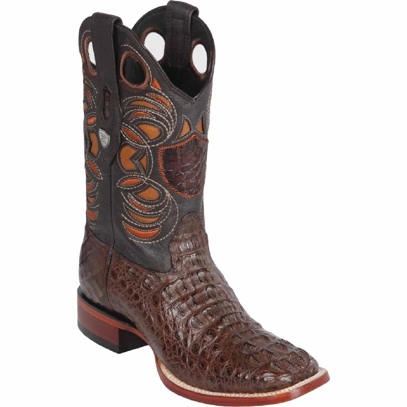 Men's western boots with a leather sole and a heel guardMen's Wild West Caiman Hornback Ranch Toe Boot 28240207