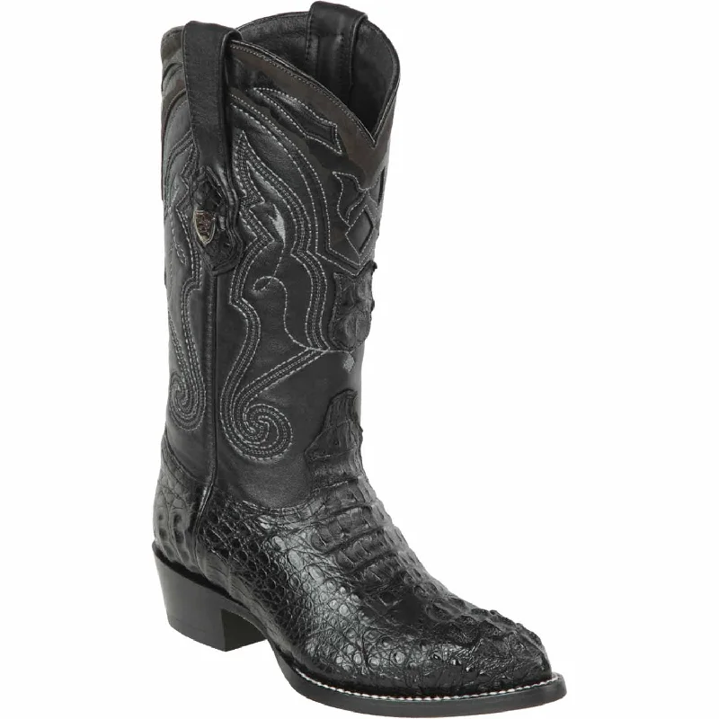 Men's western boots with a leather - wrapped heel and a smooth finishMen's Wild West Caiman Hornback Skin J Toe Boot 2990205