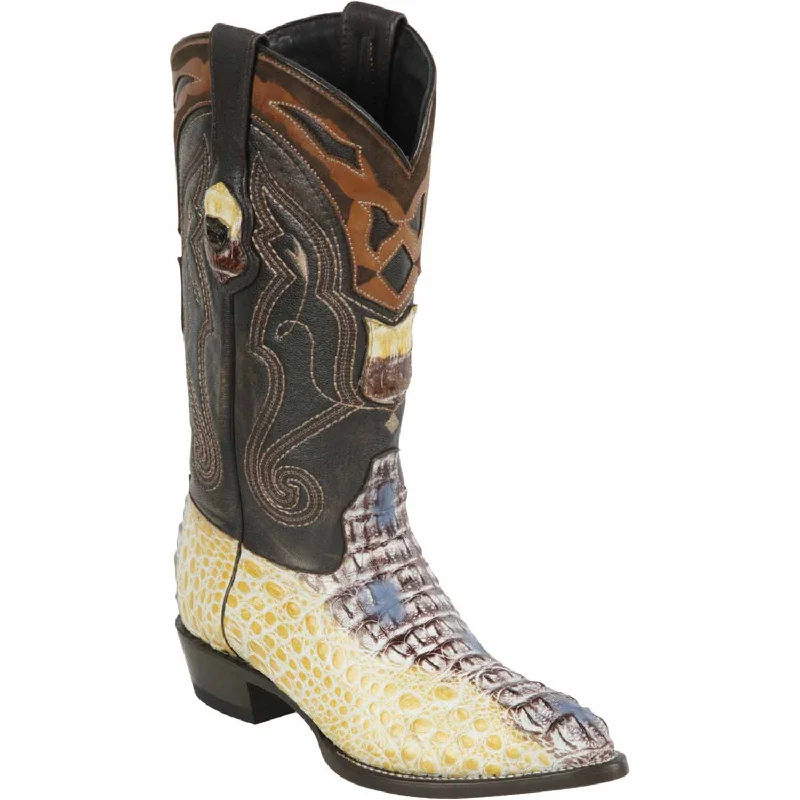 Vintage - style men's western boots with a square toe and spur ledgeMen's Wild West Caiman Hornback Skin J Toe Boot 2990249