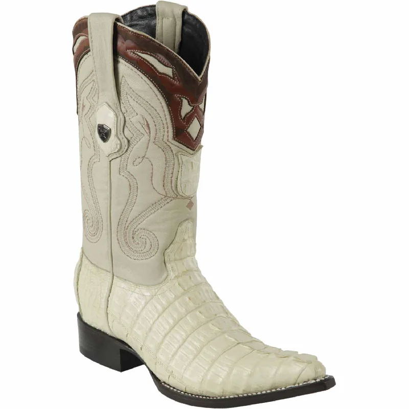 Vintage - style men's western boots with a square toe and spur ledgeMen's Wild West Caiman Tail Skin 3X Toe Boot 2950104