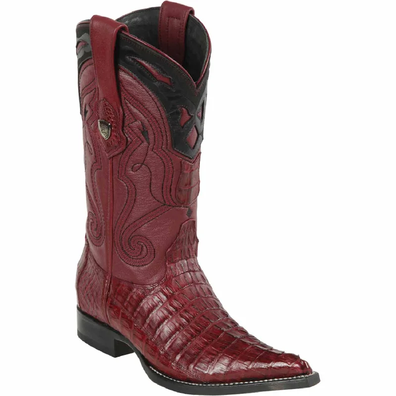 Men's western boots with a leather - wrapped heel and a smooth finishMen's Wild West Caiman Tail Skin 3X Toe Boot 2950106