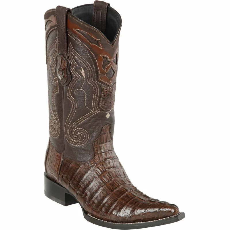 Men's western boots with a leather sole and a heel guardMen's Wild West Caiman Tail Skin 3X Toe Boot 2950107