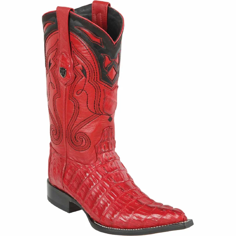 Men's western boots with a distressed leather finish for a rugged lookMen's Wild West Caiman Tail Skin 3X Toe Boot 2950112